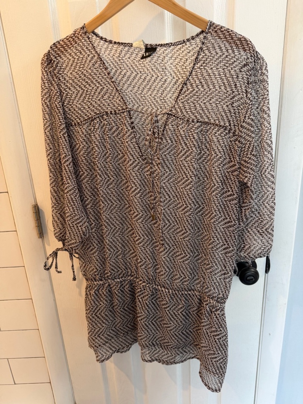 W Swim Semi-Sheer V-Neck Swim Cover-up